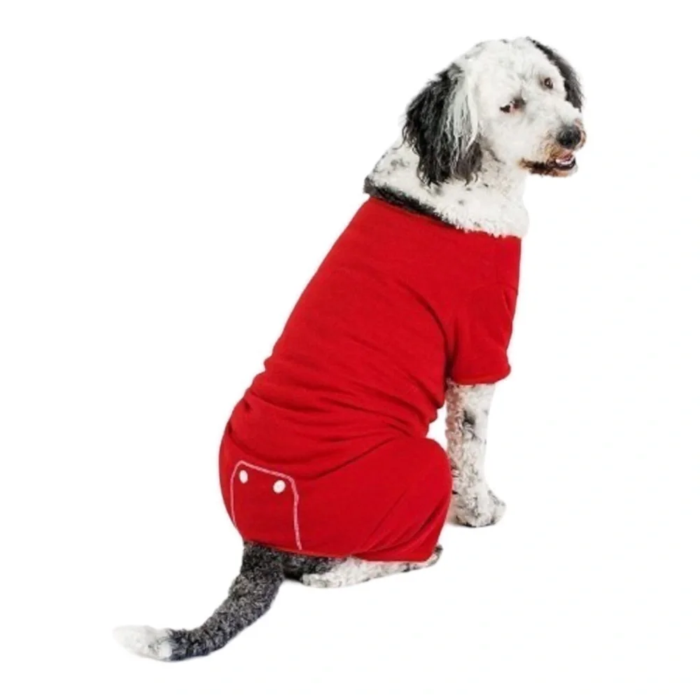 Doggie Red & White Polyester Outfit Size Medium Dog Cuffs
